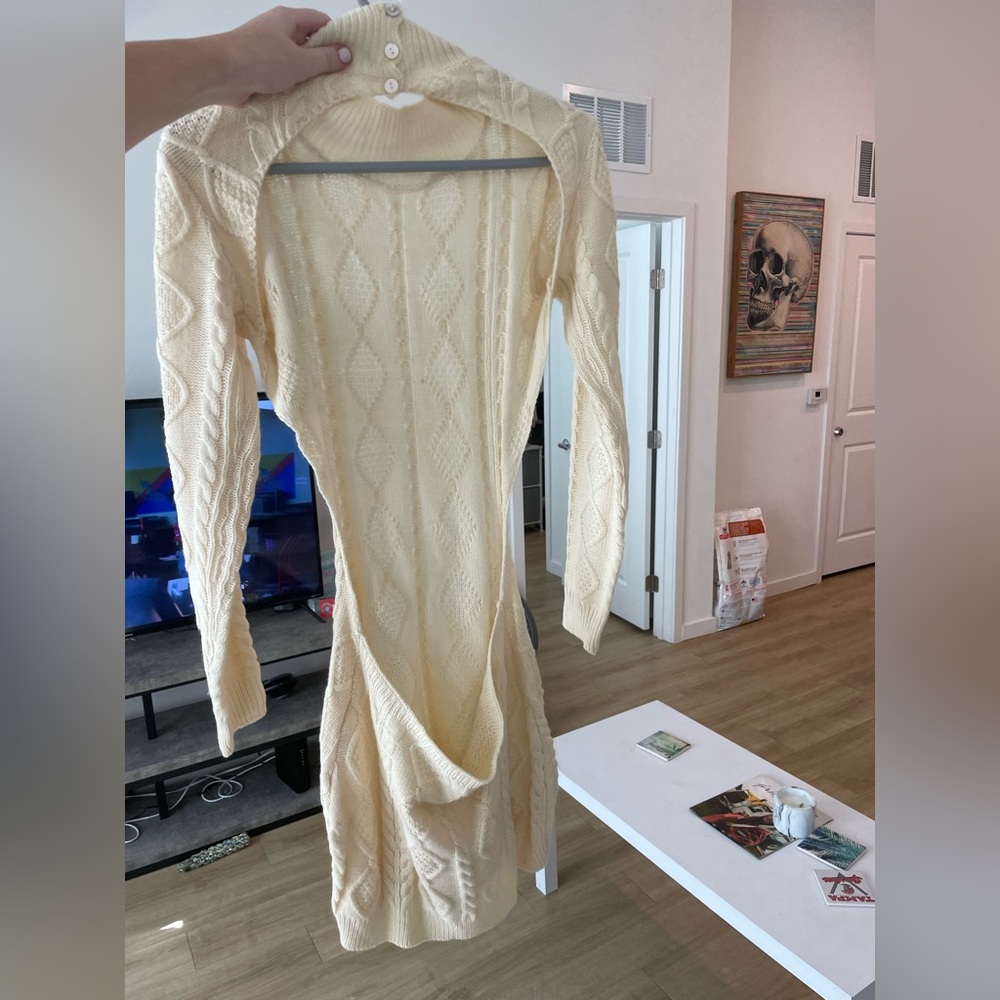 Beige backless sweater dress